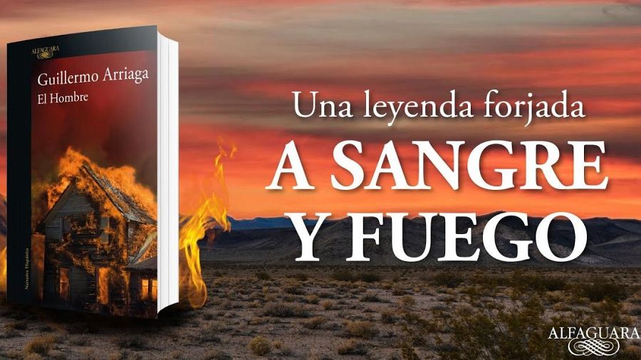 Portada de libro con imagen de casa en llamas sobre un paisaje desértico al atardecer. Título en letras blancas sobre fondo rojo; frase promocional incluida.