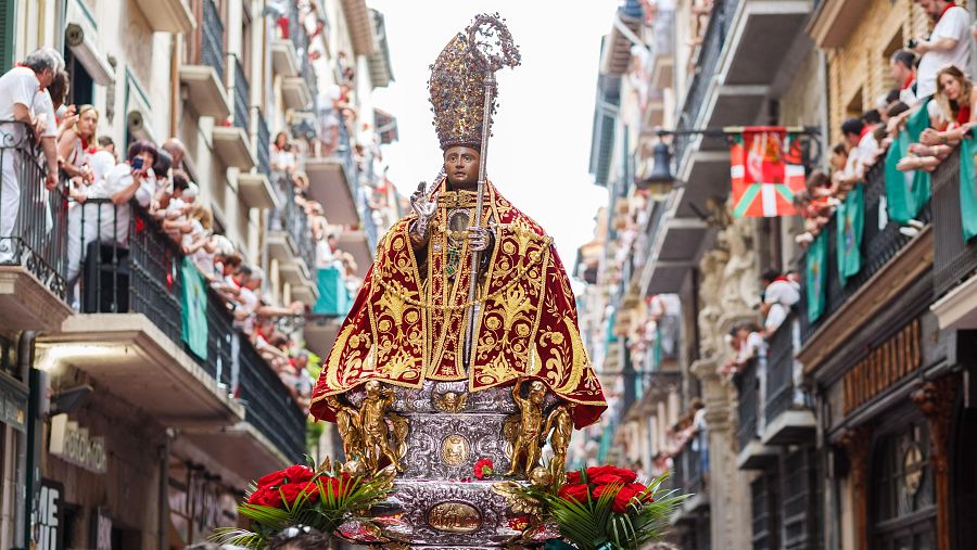 Procesión de san Fermín, copatrón de Navara, por las calles de Pamplona.