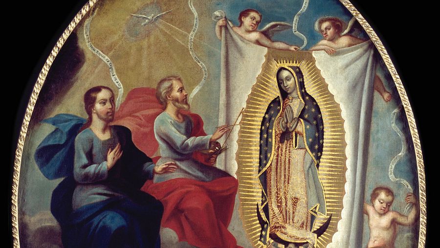 El Padre Eterno pintando a la Virgen de Guadalupe