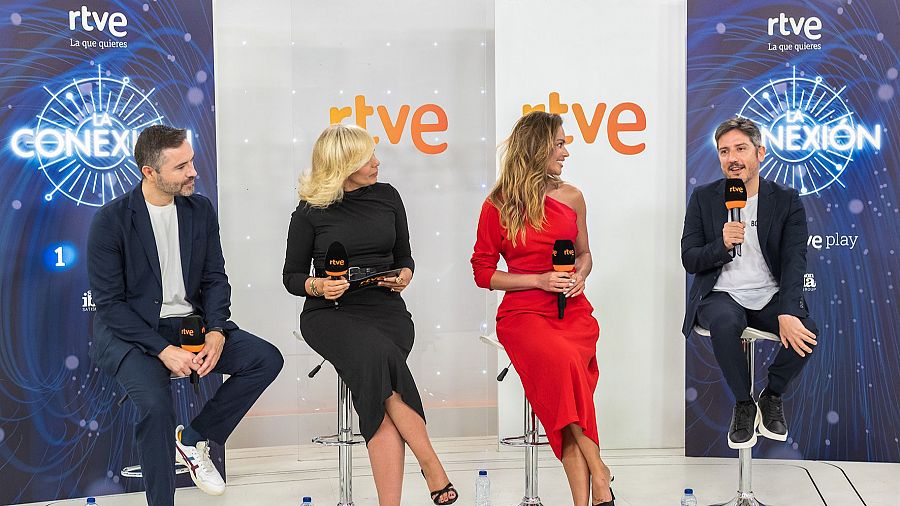 David Gallart, María Eizaguirre, Lara Álvarez y Sergio Calderón en la presentación de 'La Conexión'