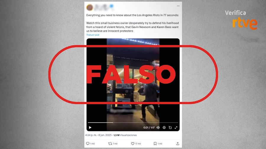 Publicación de X que difunde un vídeo de 2024 como si fuera una grabación actual