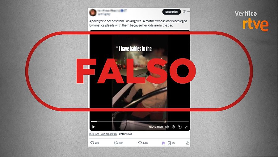 Mensaje que difunde la falsa idea de que el vídeo corresponde a las protestas actuales en LA