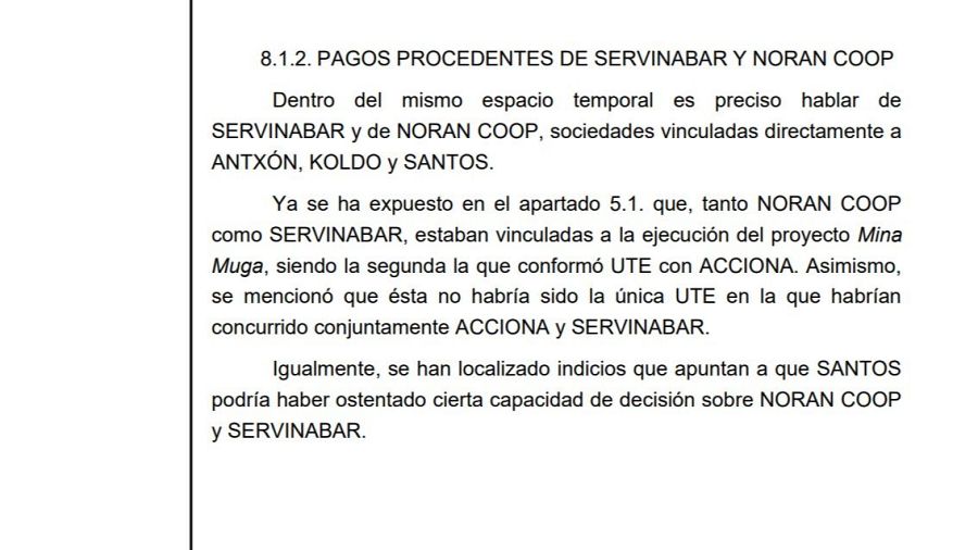 Extracto de la UCO que vincula a Cerdán con las empresas del proyectoExtracto de la UCO que vincula a Cerdán con las empresas del proyecto