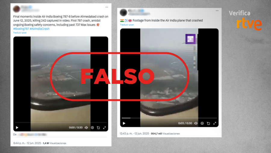 Publicaciones que comparten un vídeo de 2023 en Nepal como si correspondiera al reciente accidente aéreo en India