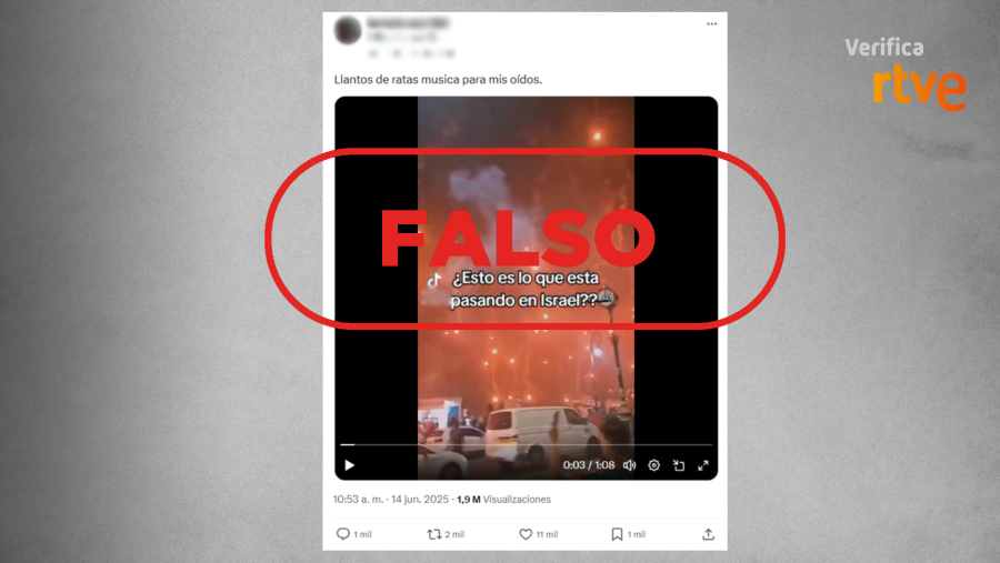 Publicación de X que difunde la falsa idea de que este vídeo muestra la situación en Israel