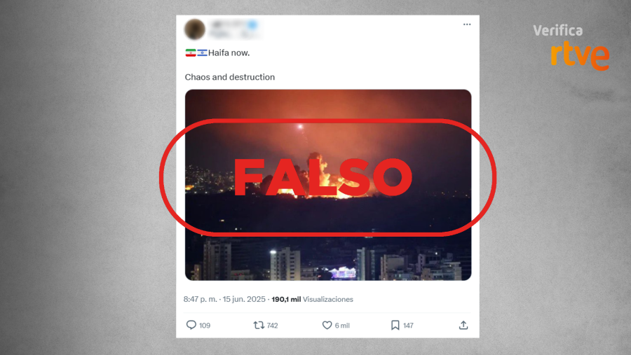 Publicación que comparte una foto de bombardeos en Líbano en 2024 y la presenta como si fuera una imagen actual en Israel