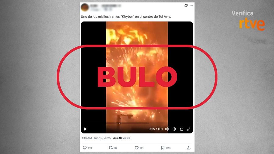 Mensaje que difunde un vídeo de China como si fuera Tel Aviv