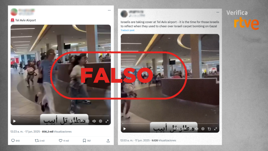 Mensajes que comparten un vídeo grabado en un centro comercial de Florida y lo presentan como si fueran imágenes del aeropuerto de Tel Aviv