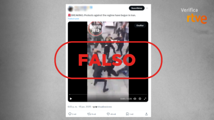 Publicación que difunde la falsa idea de que este vídeo se registra en la actualidad en Irán