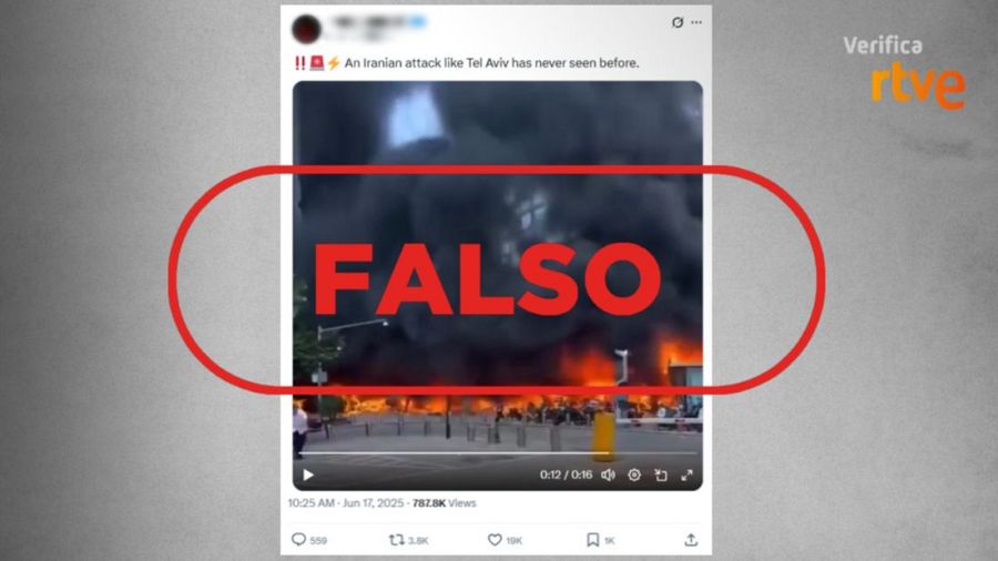 Mensaje que difunde un vídeo grabado en China como si hubiese ocurrido en Tel Aviv