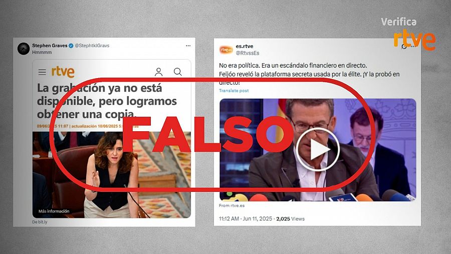 Mensajes en X que difunden un sitio web fraudulento suplantando a RTVE