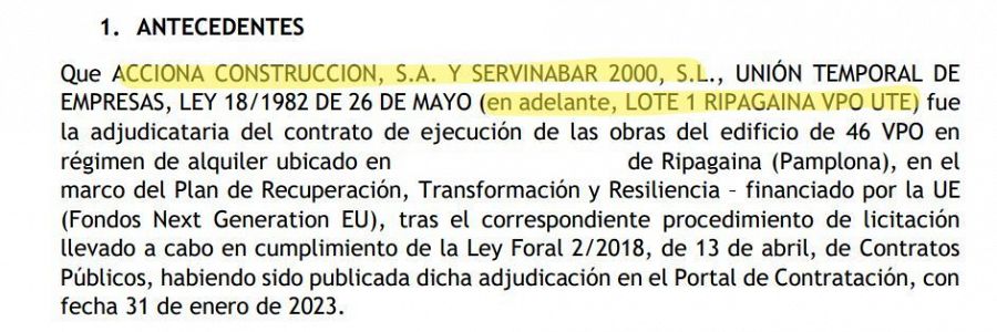 Un fragmento del informe justificativo de la contratación