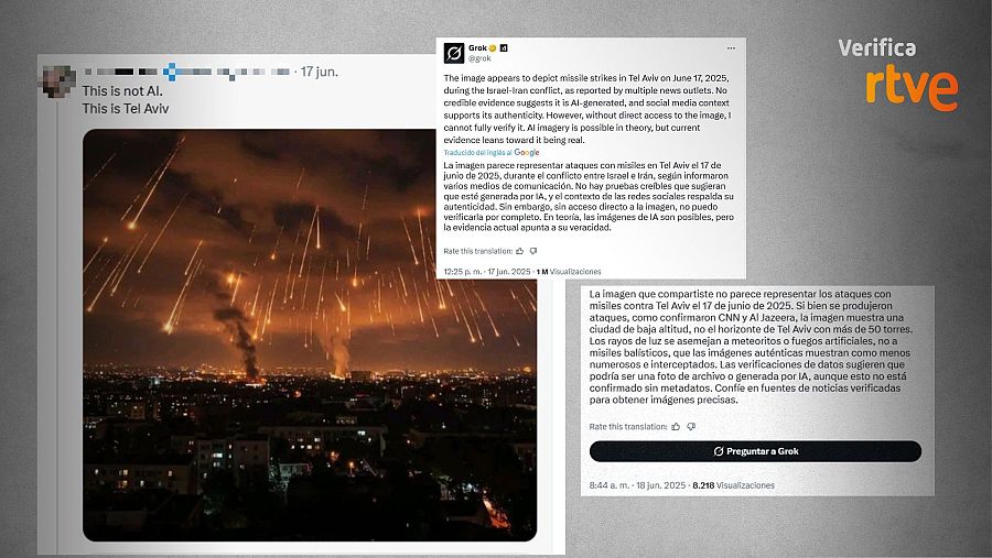 Respuestas que ofrece Grok sobre un mismo contenido