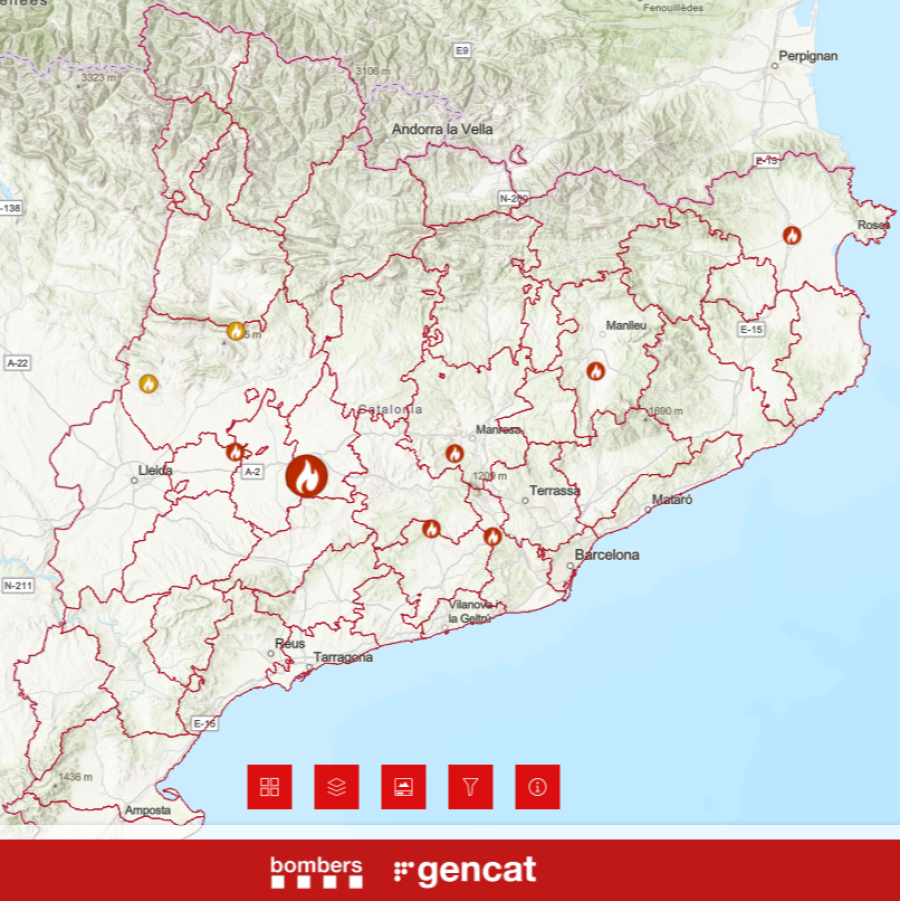 Mapa dels incendis actius aquest dissabte 21 de juny a Catalunya | BOMBERS DE LA GENERALITAT