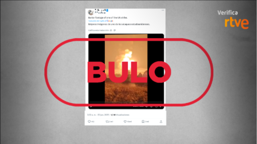 Mensaje que difunde un vídeo de 2024 como si fuera el ataque de Estados Unidos a Irán