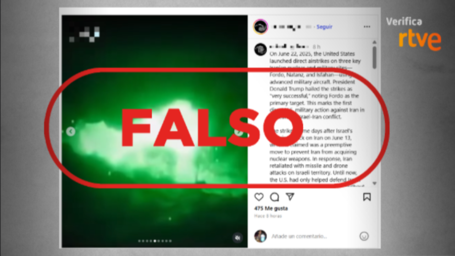 Mensaje que difunde un vídeo de 2024 y lo relaciona con los bombardeos estadounidenses a centros nucleares de Irán