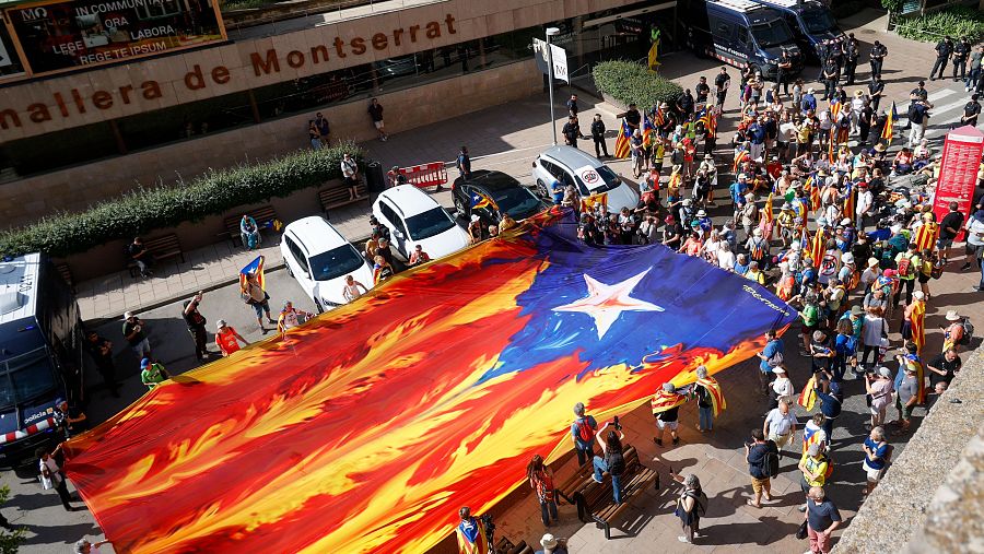 Concentración de ANC contra la visita de Felipe VI en Montserrat