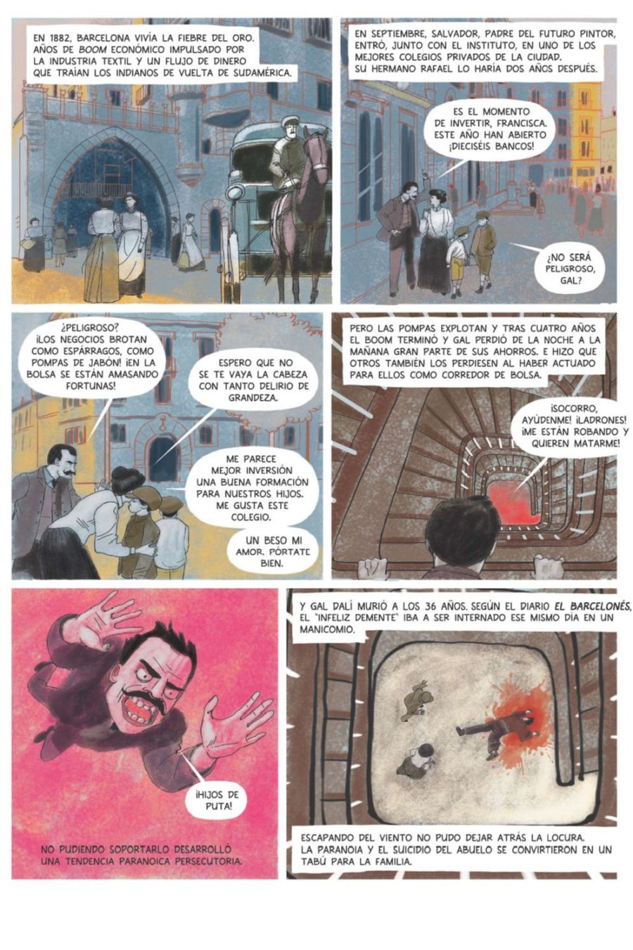 Barcelona, 1882. Auge económico, fracaso en inversiones bursátiles y muerte a los 36 años del padre de Dalí, marcada por la paranoia.