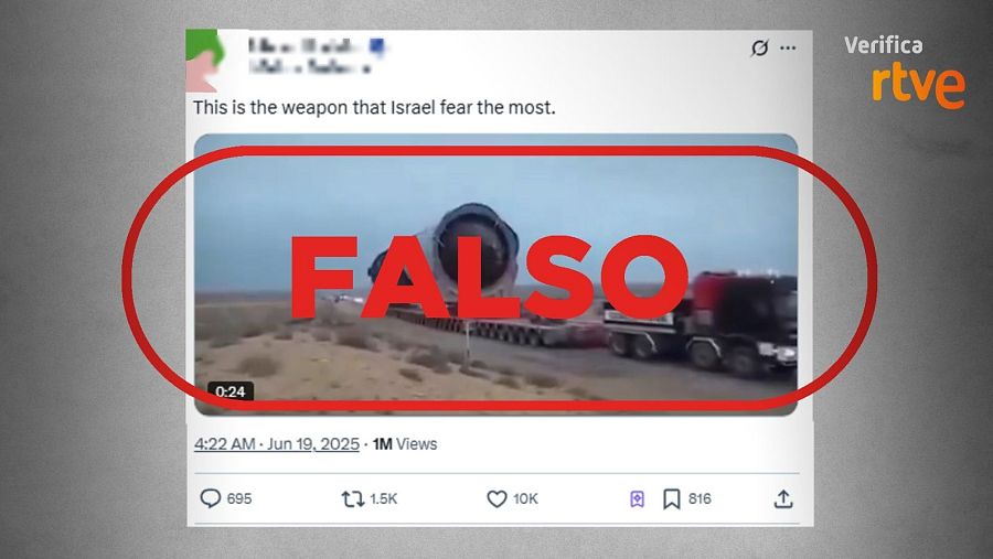 Mensaje que difunde un vídeo de una planta de gas como si fuera un misil