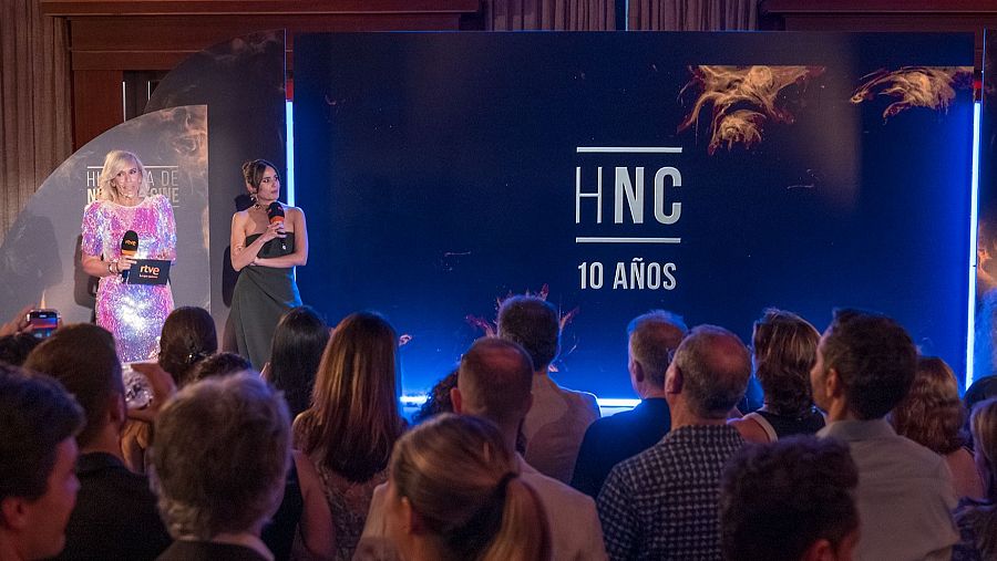 María Eizaguirre y Elena S. Sánchez, en otro momento de la presentación