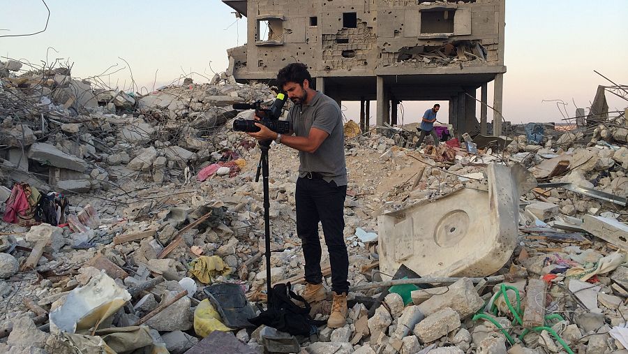 Hernán Zin, en el rodaje de 'Nacido en Gaza' (2014).
