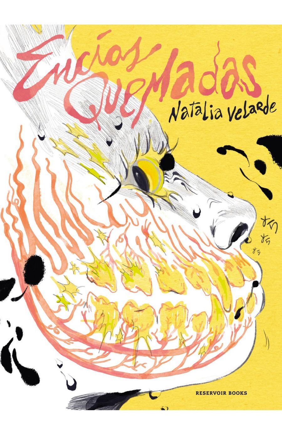 Portada de cómic con ilustración de rostro, boca abierta y encías, estilo abstracto. Colores amarillo, rosa, blanco y negro. Título: 