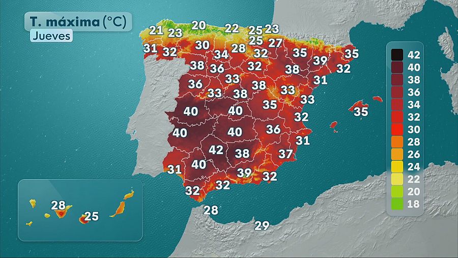 Temperaturas máxmas en España