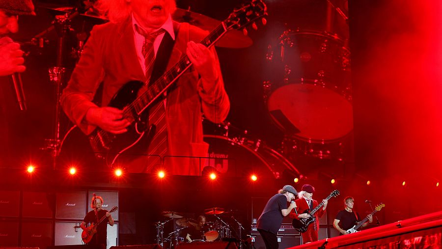 La banda británica AC/DC durante el concierto de mayo de 2024 en La Cartuja, en Sevilla.