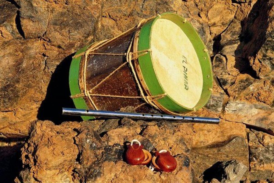 Tambor herreño con inscripción 