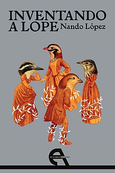 Ilustración de portada: cuatro figuras antropomórficas con cabezas de pájaros, ropa antigua y ramas blancas sobre fondo gris.  Libro 