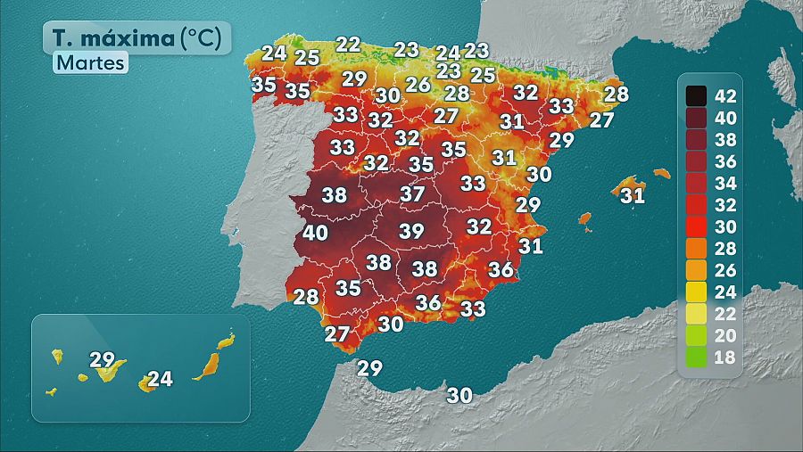 Mapa máximas 8 de julio