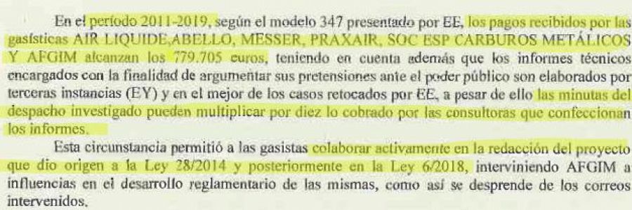 Empresas gasísticas recibieron 779.705€ (2011-2019), con informes de EY, posiblemente revisados por 