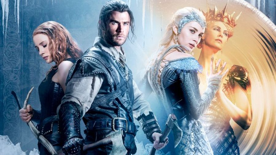 Cuatro personajes en un entorno helado y dorado; una arquera pelirroja, un hombre con hachas, una mujer con armadura y una reina coronada.