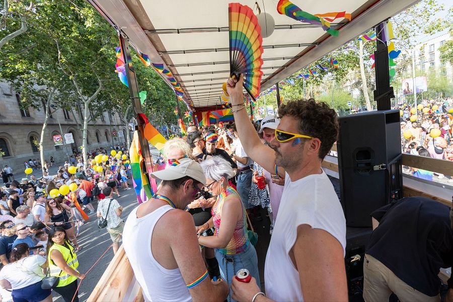 Manifestación de la comunidad LGTBI+ celebrada este sábado en la ciudad condal con motivo del Pride Barcelona