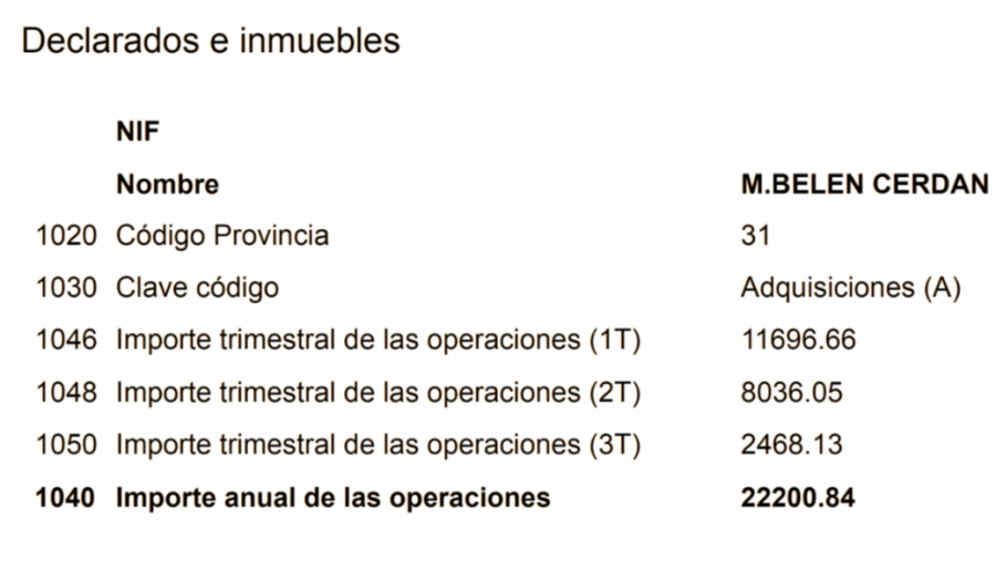 Extracto de la información tributaria relativa a Servinabar