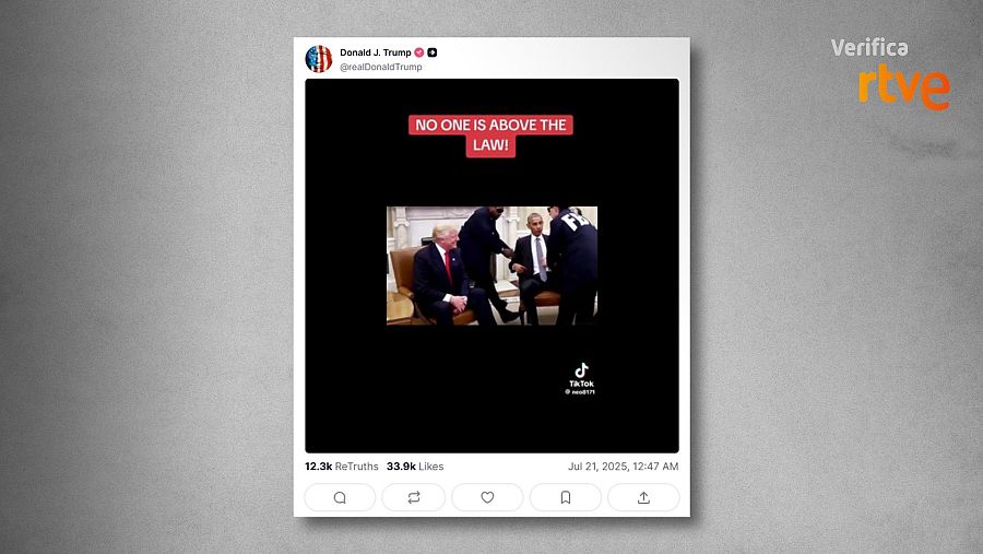 Vídeo de IA del arresto de Obama en la Casa Blanca compartido por Trump