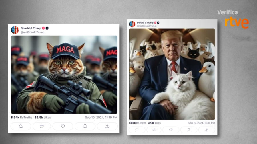 Imágenes publicadas por Trump días después de difundir el bulo de los inmigrantes que comen mascotas
