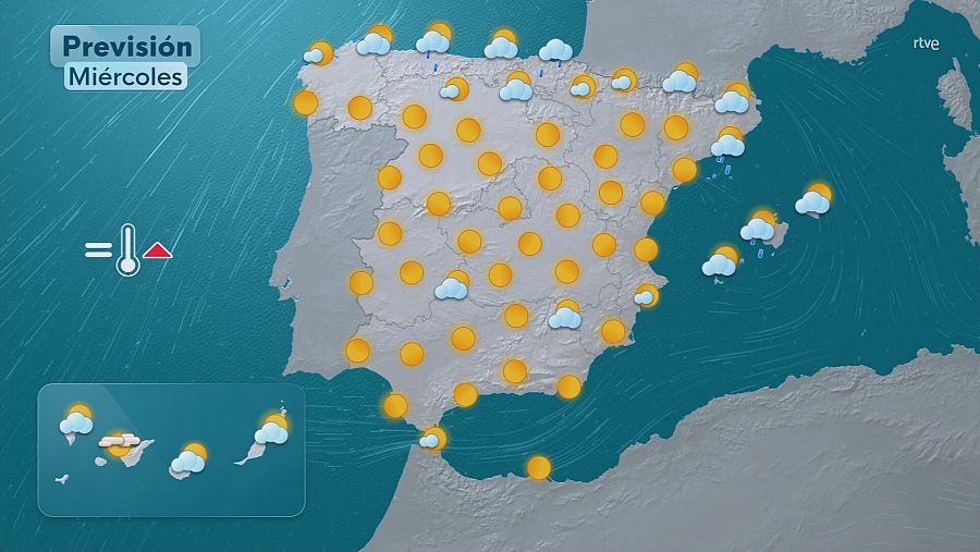 Previsión del tiempo en la península y las islas Canarias y Baleares para este miércoles 30 de julio