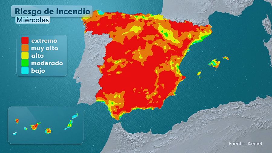 Extremo riesgo de incendio en casi toda España