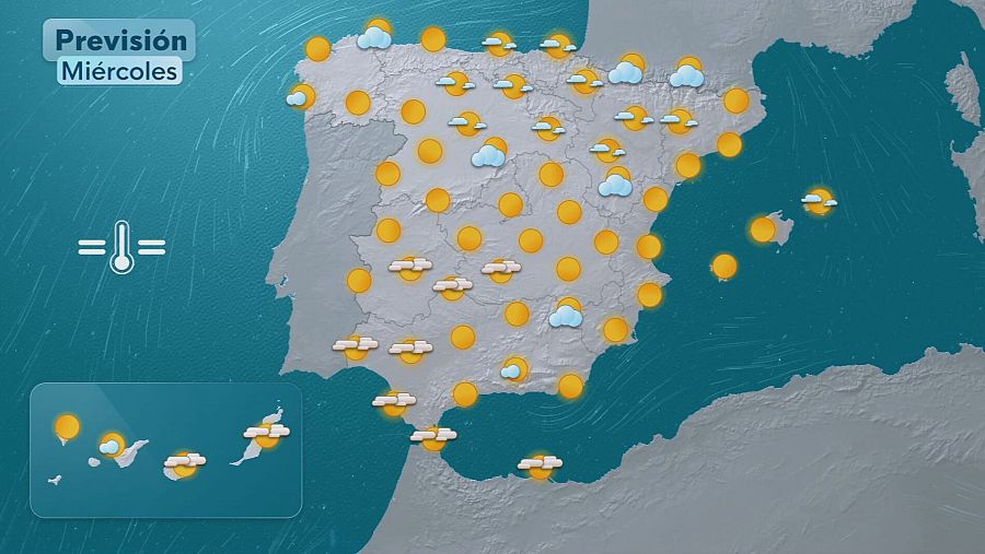 Tiempo estable en casi toda España con predominio de cielos poco nubosos o despejados