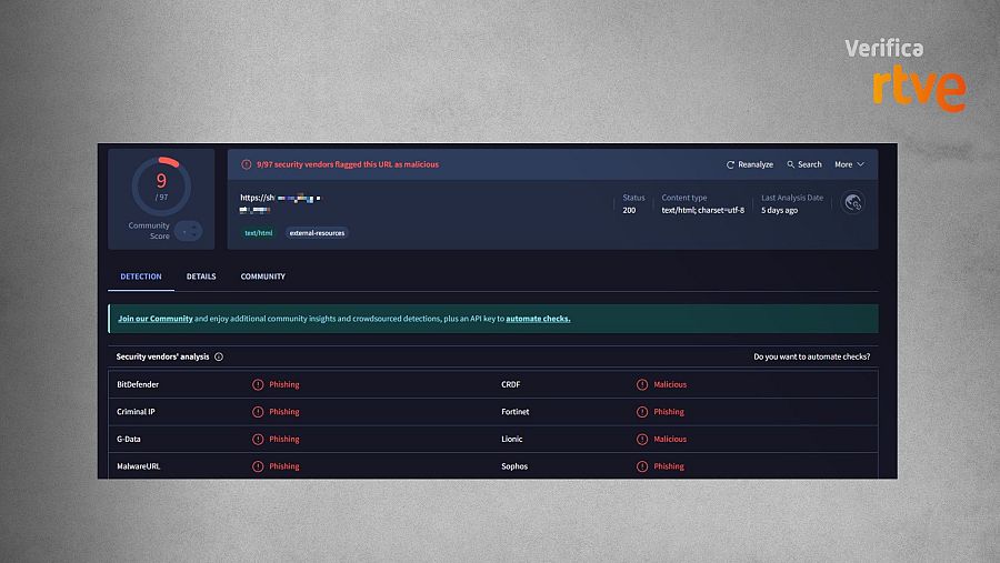 Pie de foto: Análisis de la herramienta VirusTotal