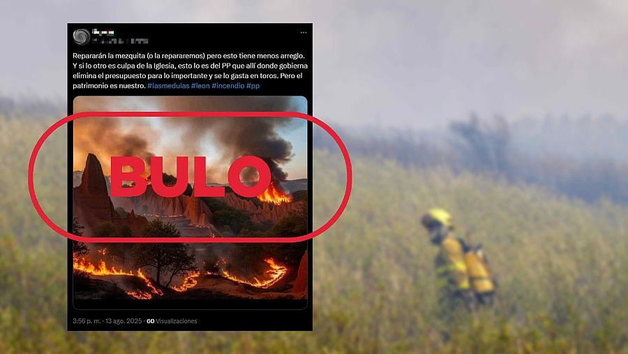 No es una imagen del incendio en Las Médulas de León, es IA
