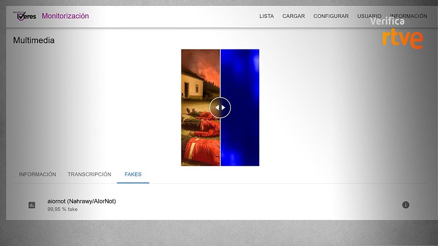 Resultado de la herramienta IVERES sobre la foto