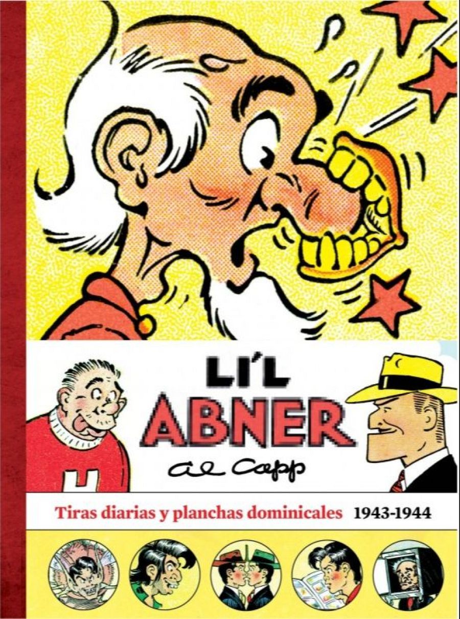 Portada de cómic con personaje mayor sorprendido, título en rojo y viñetas con escenas diversas.  Se indica el periodo 1943-1944.