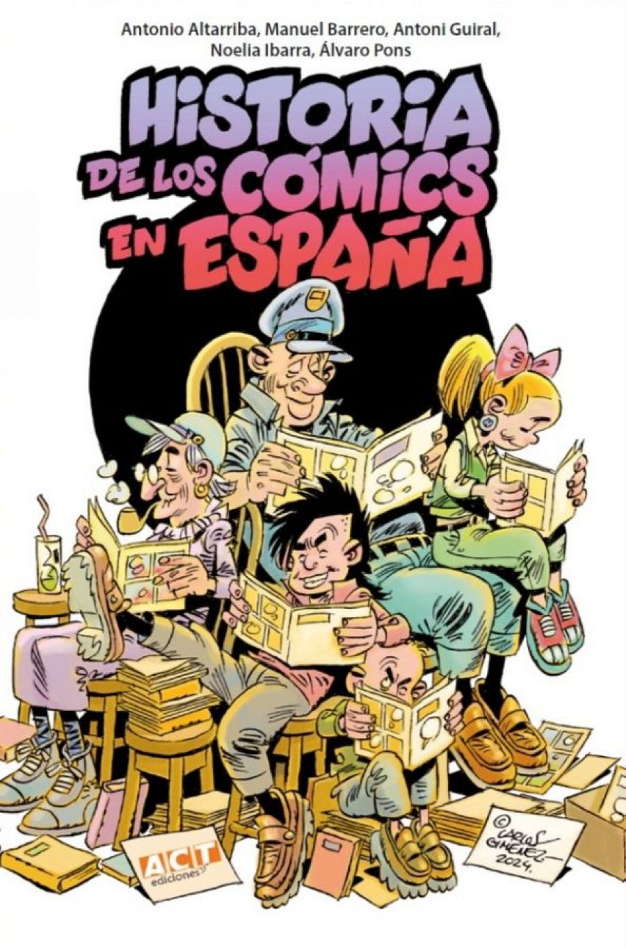 Ilustración de portada: familia leyendo cómics, ambiente hogareño.  Publicada en 2024.