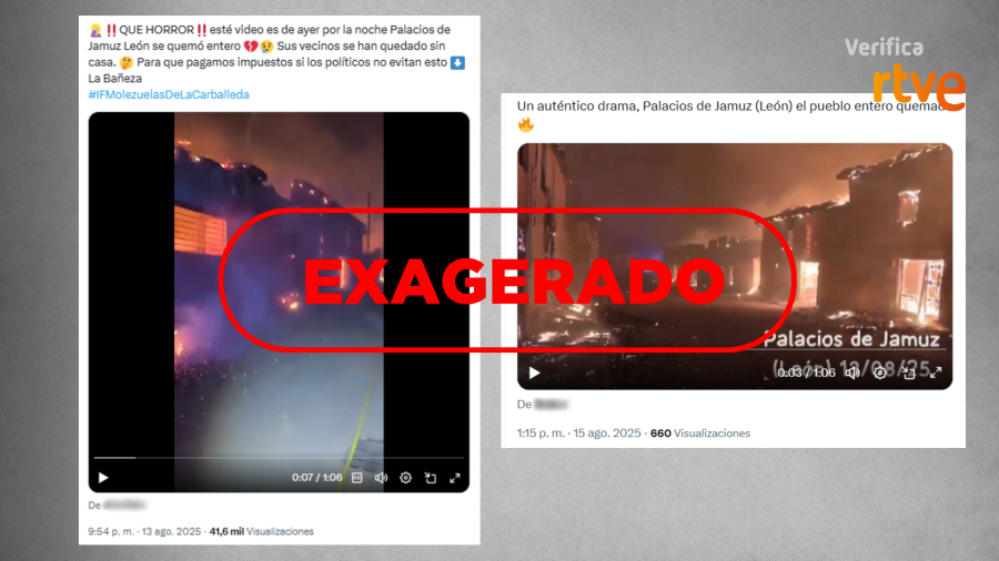 Mensajes que exageran sobre las consecuencias del incendio en Palacios de Jamuz (León)