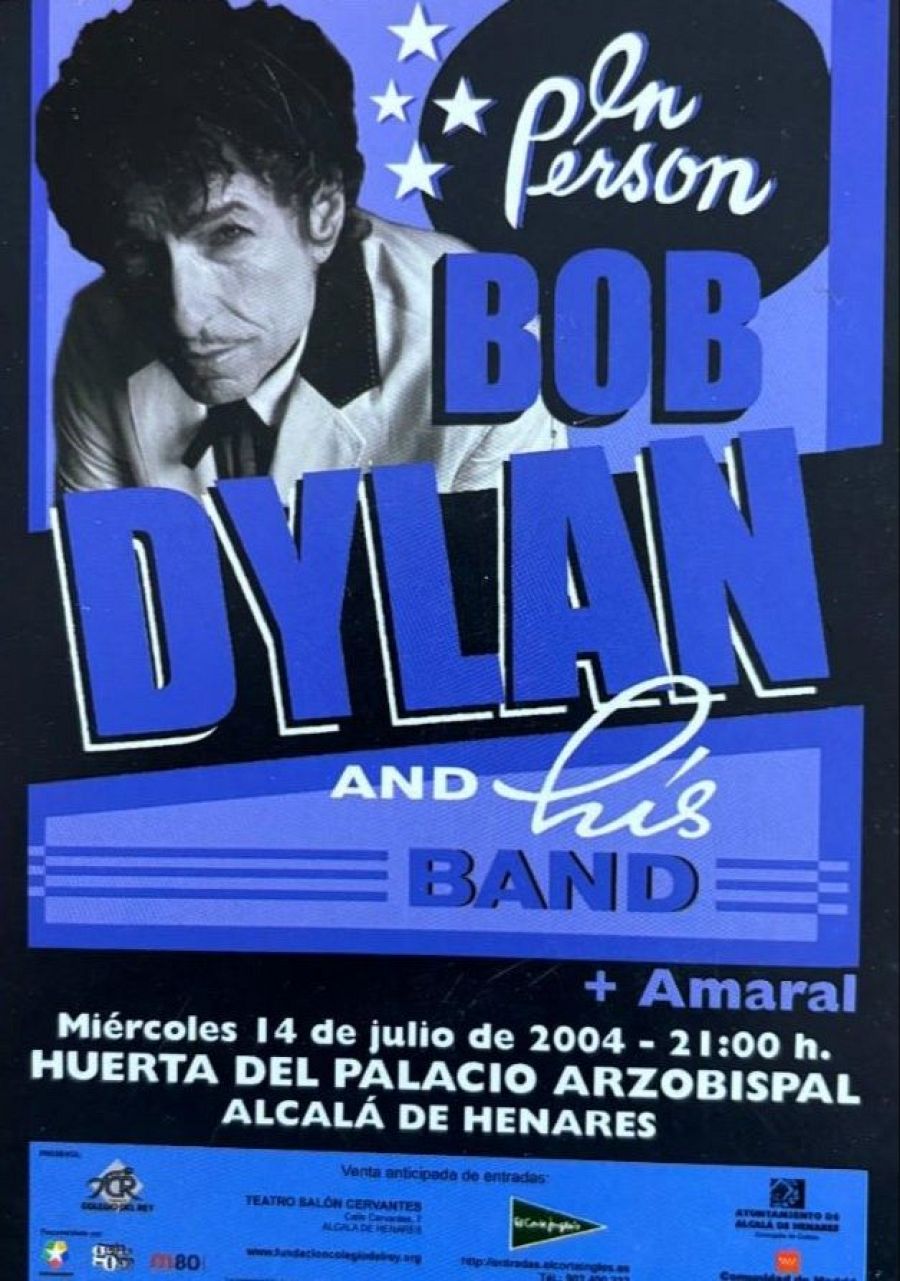 Cartel del concierto de Bob Dylan en Alcalá de Henares el 14 de julio de 2004.