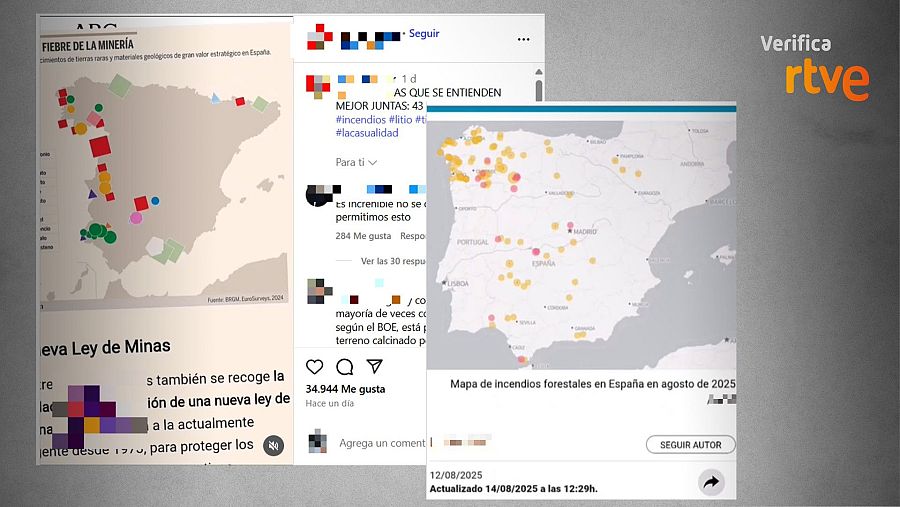 Mensajes en redes sociales que difunden el posible cambio de uso de los montes incendiados.