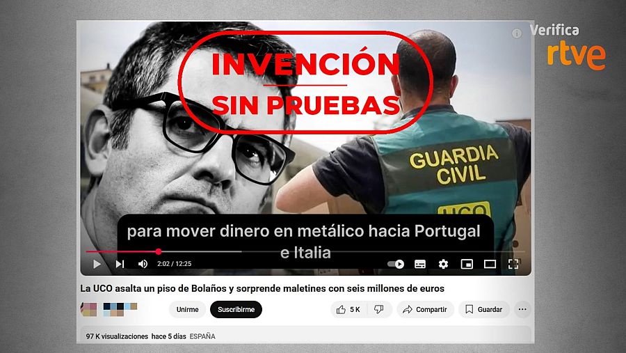 Mensaje que difunde una supuesta operación de la UCO en un piso del ministro Bolaños