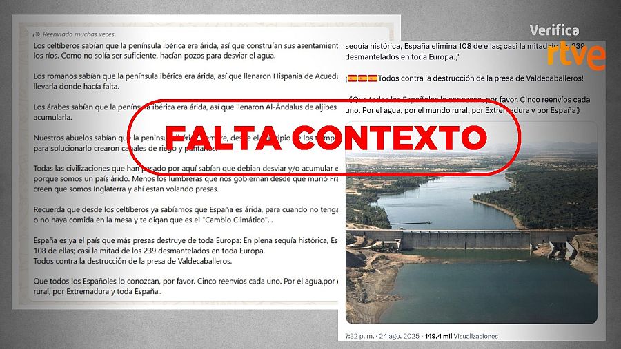 Mensajes de WhatsApp y de redes sociales sobre la destrucción de presas que circulan de hasta 2023